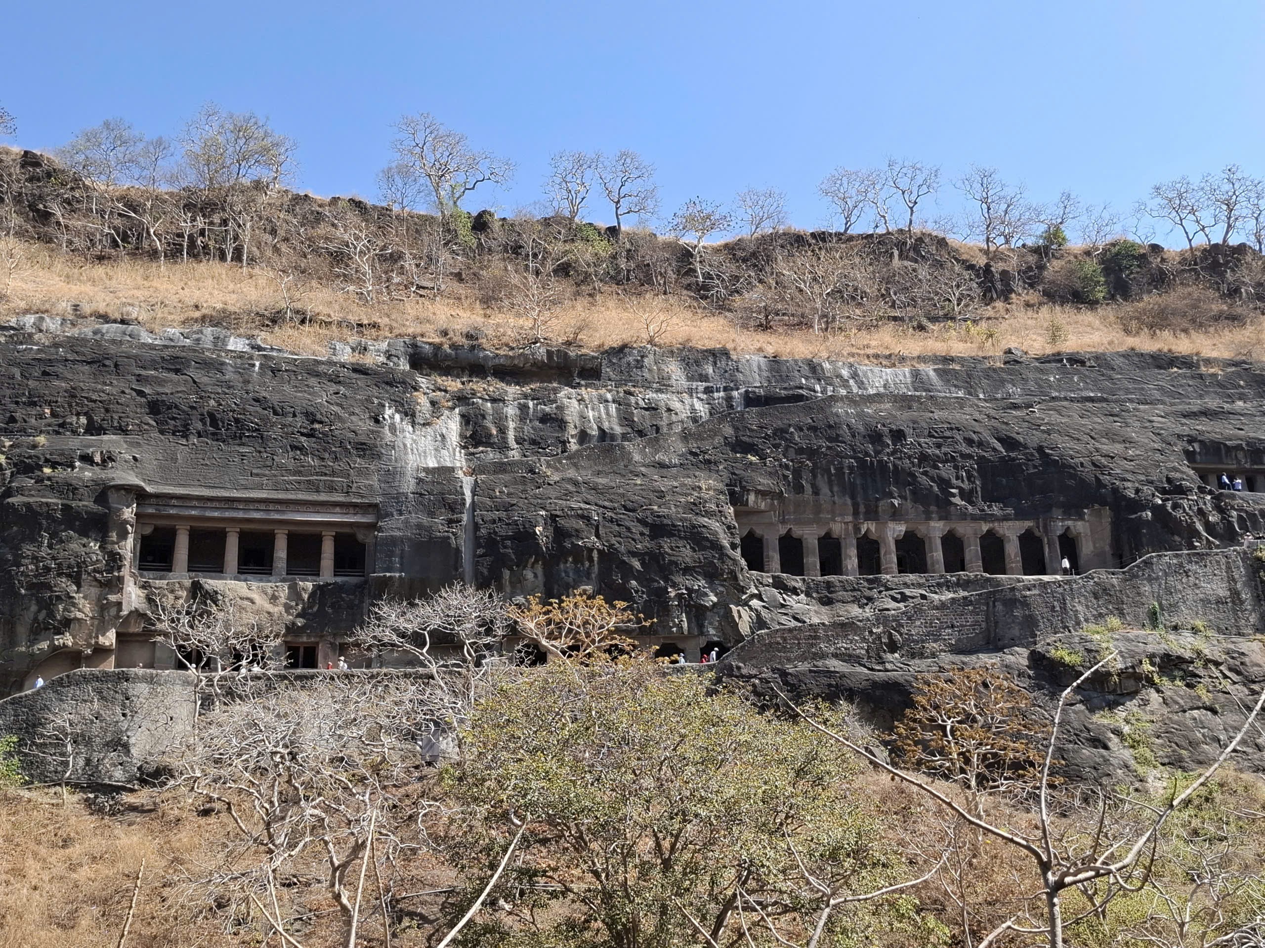Rock-cut caves at Ajanta Caves, where temples and monasteries were carved directly into the basalt cliffs more than 2,000 years ago.  Photo: Trong Thoan.