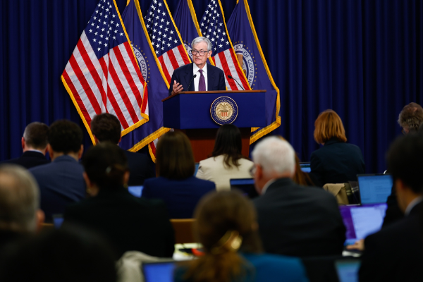 Chủ tịch Fed Jerome Powell tại buổi họp báo ngày 18/3/2026 - Ảnh: Bloomberg.