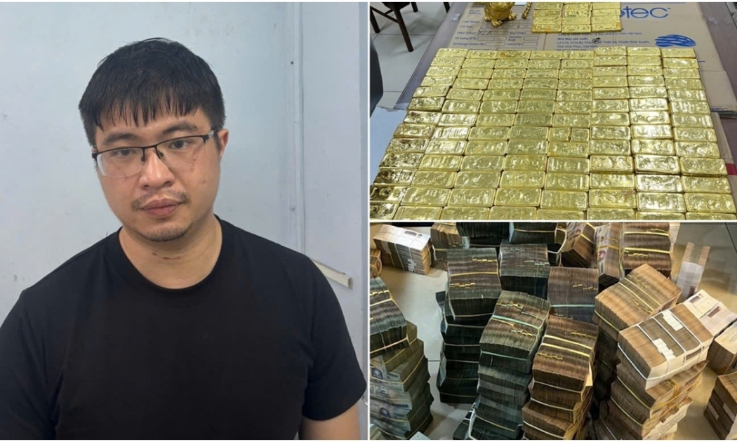 Phó Đức Nam và khối tài sản lớn thu được trong vụ án.