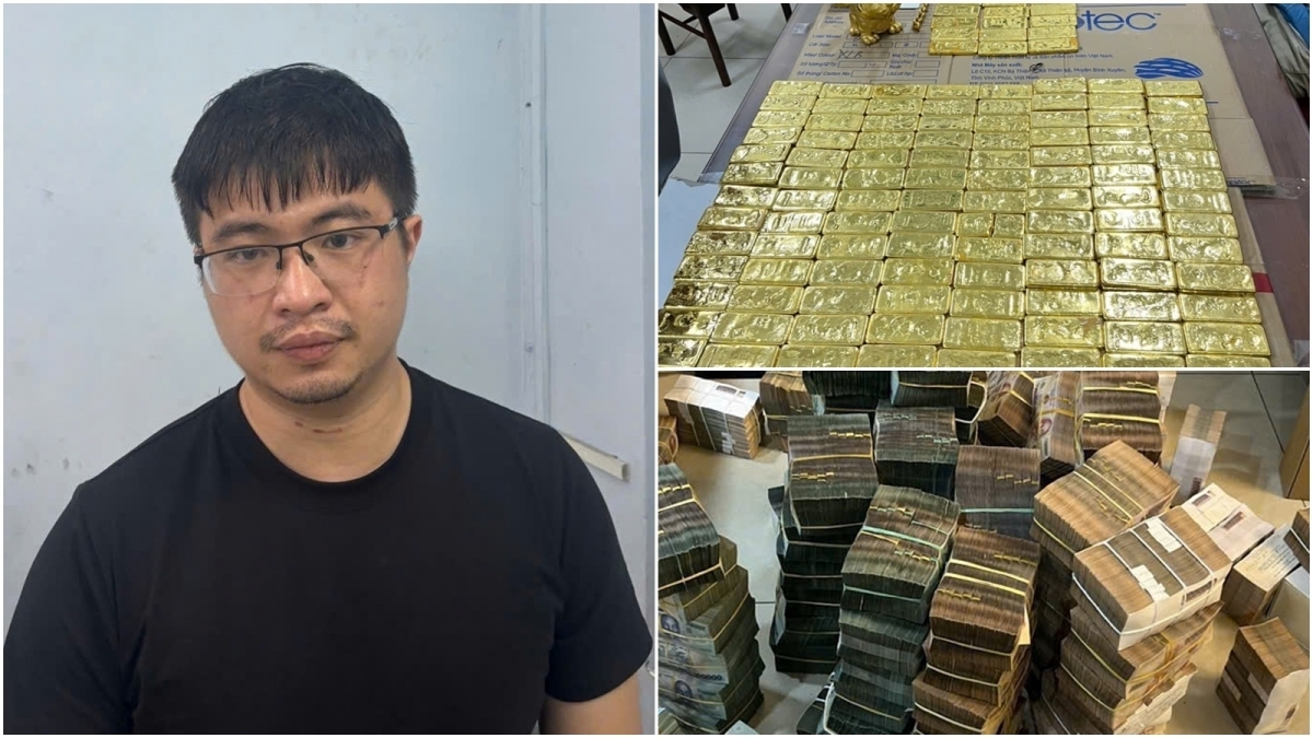 Phó Đức Nam và khối tài sản lớn thu được trong vụ án.