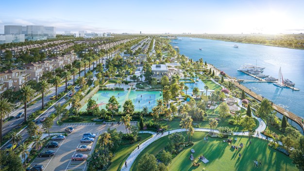 Elyse Marina Club quy mô 8 ha cạnh bờ sông là “trái tim” của dự án với tổ hợp tiện ích khép kín dành riêng cho cư dân.