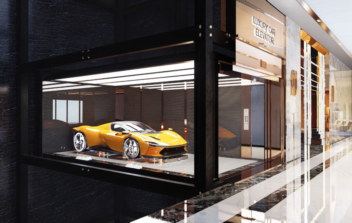 Những chiếc siêu xe của chủ nhân Noble Crystal Long Bien WorldHotels Residences cũng có thang máy riêng như chủ nhân của chúng.