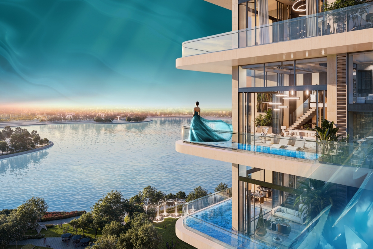 Dự án gồm hơn 400 dinh thự trên không thiết kế thông tầng, định hình đẳng cấp không gian sống hàng hiệu.