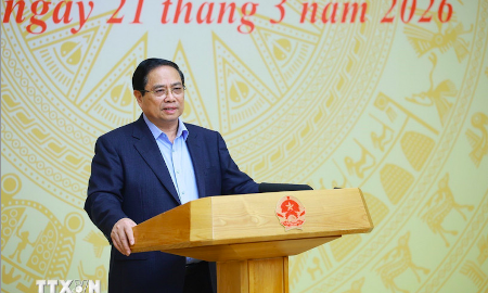 Thủ tướng Phạm Minh Chính chủ trì phiên họp của Ban Chỉ đạo An ninh mạng quốc gia - Ảnh: TTXVN.