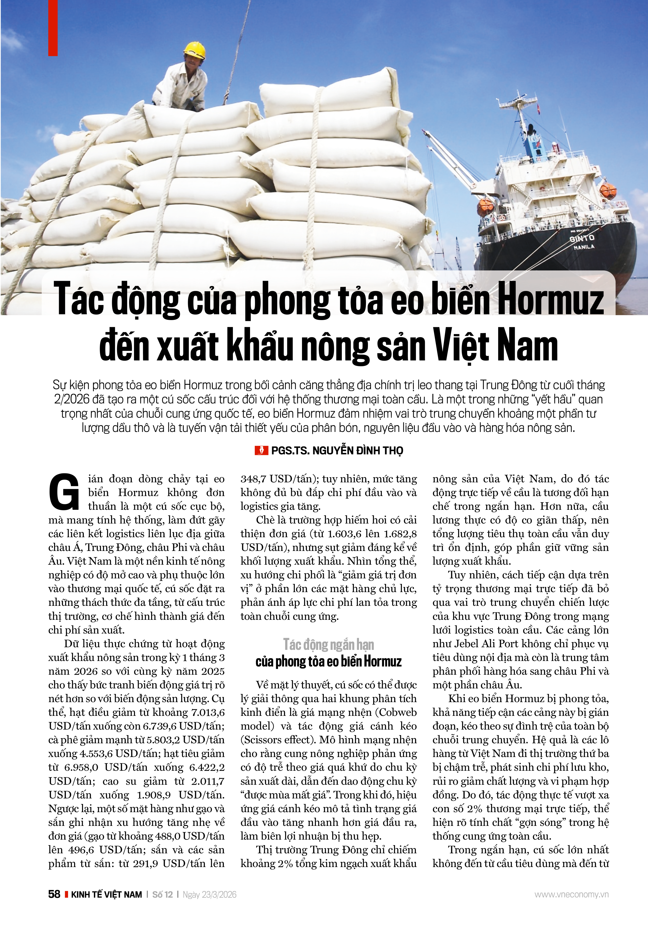 Tác động của phong tỏa Eo biển Hormuz đến xuất khẩu nông sản Việt Nam - Ảnh 1