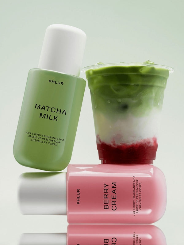 Sản phẩm làm đẹp Berry Cream và Matcha Milk từ thương hiệu Phlur.