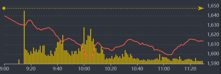 Diễn biến VN-Index sáng nay.