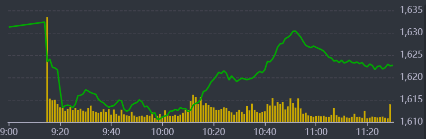 Diễn biến VN-Index sáng nay.