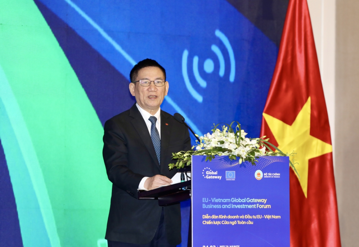 Phó Thủ tướng Hồ Đức Phớc phát biểu chỉ đạo tại&nbsp;Diễn đàn Kinh doanh và Đầu tư EU–Việt Nam. Ảnh:&nbsp;Việt Dũng.