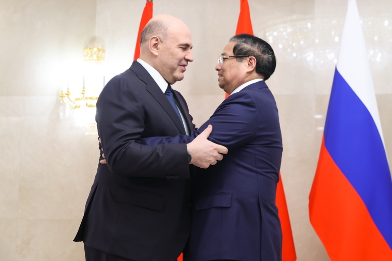 Thủ tướng Phạm Minh Chính và Thủ tướng Liên bang Nga Mikhail Mishustin - Ảnh: VGP