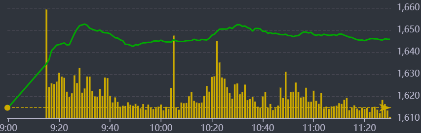 Diễn biến VN-Index sáng nay.