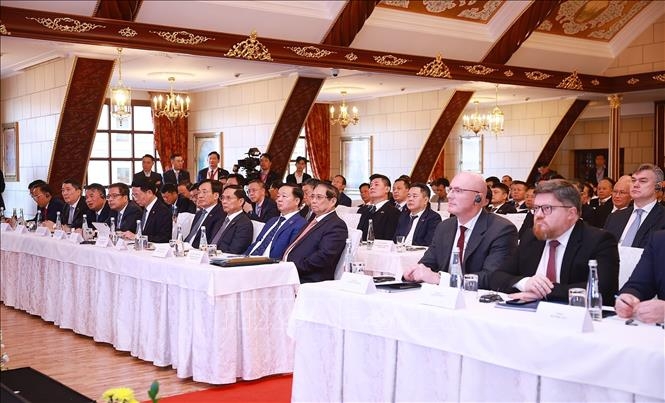 Thủ tướng Phạm Minh Chính tham dự Diễn đàn doanh nghiệp Việt Nam - Liên bang Nga. Ảnh: TTXVN