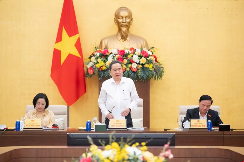Chủ tịch Quốc hội Trần Thanh Mẫn chủ trì cuộc họp về công tác chuẩn bị cho Kỳ họp thứ nhất, Quốc hội khoá XVI. Ảnh: Quốc hội.