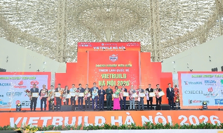 Lễ khai mạc Triển lãm Quốc tế Vietbuild Hà Nội 2026 tại Trung tâm Triển lãm Việt Nam (VEC), Đông Anh, Hà Nội sáng 26/3/2026.