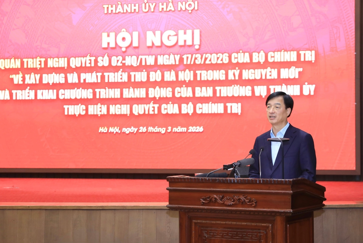 Bí thư Thành ủy Hà Nội Nguyễn Duy Ngọc phát biểu kết luận hội nghị.Ảnh: hanoi.gov.vn