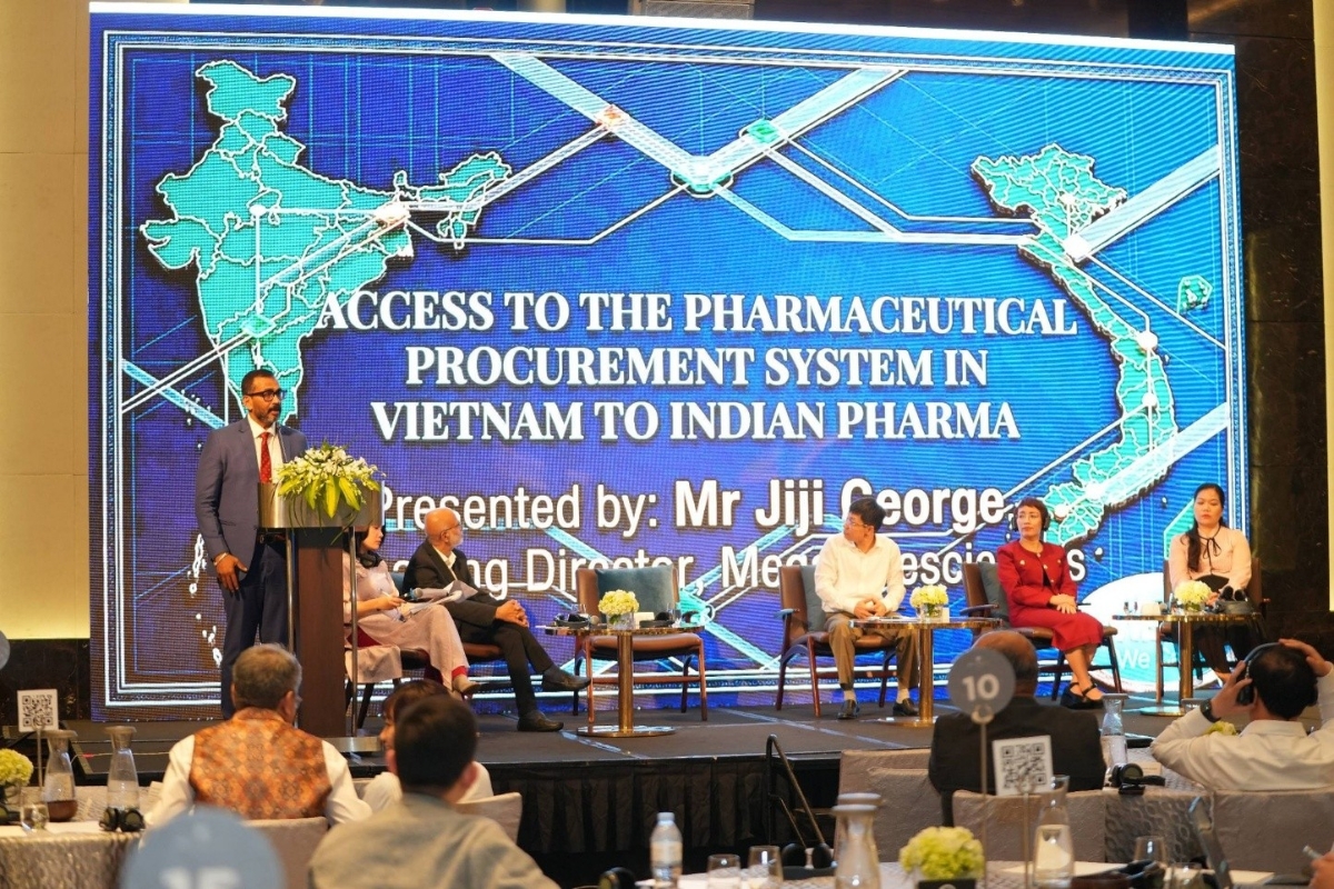 Một nhà đầu tư Ấn Độ chia sẻ những hiểu biết về cơ hội và triển vọng trong lĩnh vực dược phẩm của Việt Nam. Ảnh: Đại sứ quán Ấn Độ tại Việt Nam