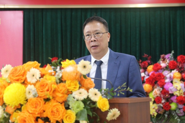 Bí thư Đảng ủy VUSTA Châu Văn Minh phát biểu tại buổi lễ.