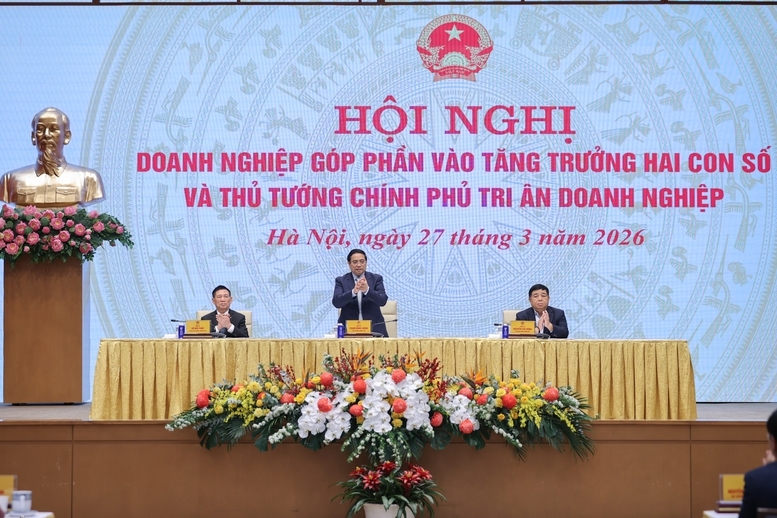 Hội nghị “Doanh nghiệp góp phần vào tăng trưởng hai con số và Thủ tướng Chính phủ tri ân doanh nghiệp”. Ảnh: VGP