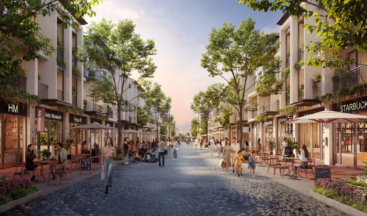 Khu vực thương mại được quy hoạch nhằm tạo dòng người và hình thành nhịp giao thương tại dự án. Nguồn ảnh: BIM Group.