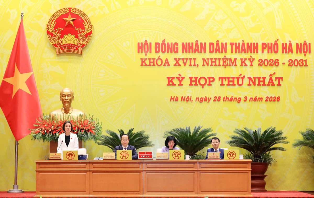 Kỳ họp thứ nhất Hội đồng nhân dân thành phố Hà Nội khóa XVII, nhiệm kỳ 2026–2031. Ảnh: Hanoimoi.