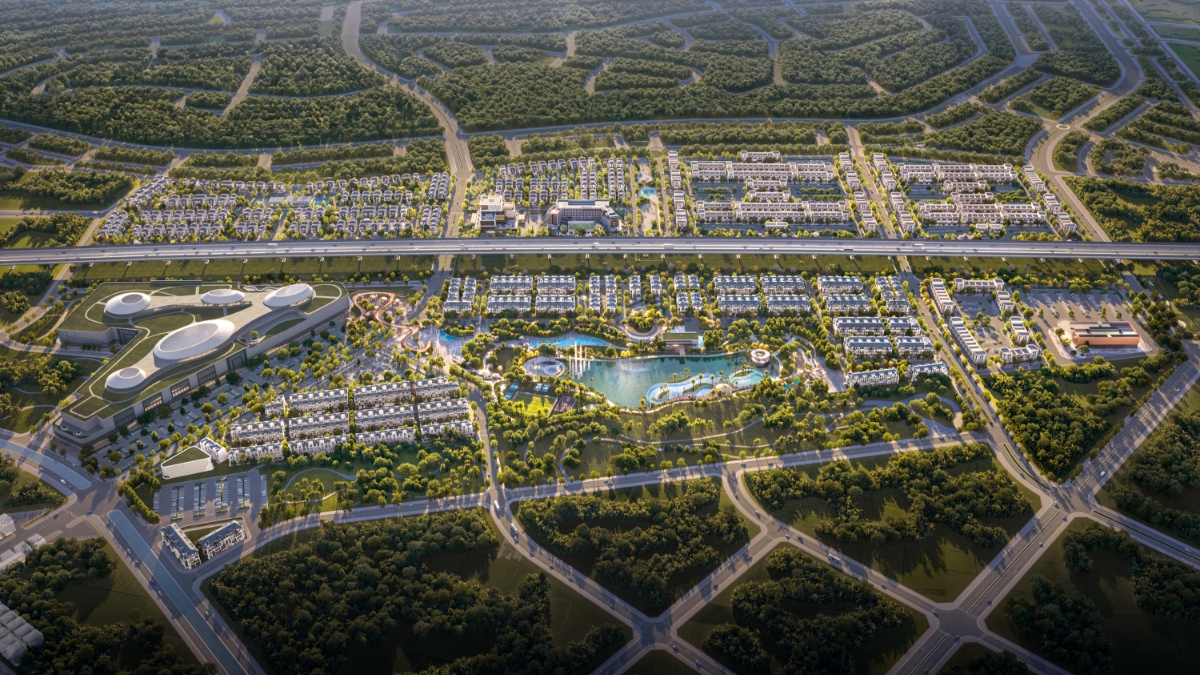 Phối cảnh tổng thể của Thanh Phú Centre Point với định hướng phát triển thành đô thị giao thương tại cửa ngõ Tây TP.HCM. Nguồn ảnh: BIM Group.