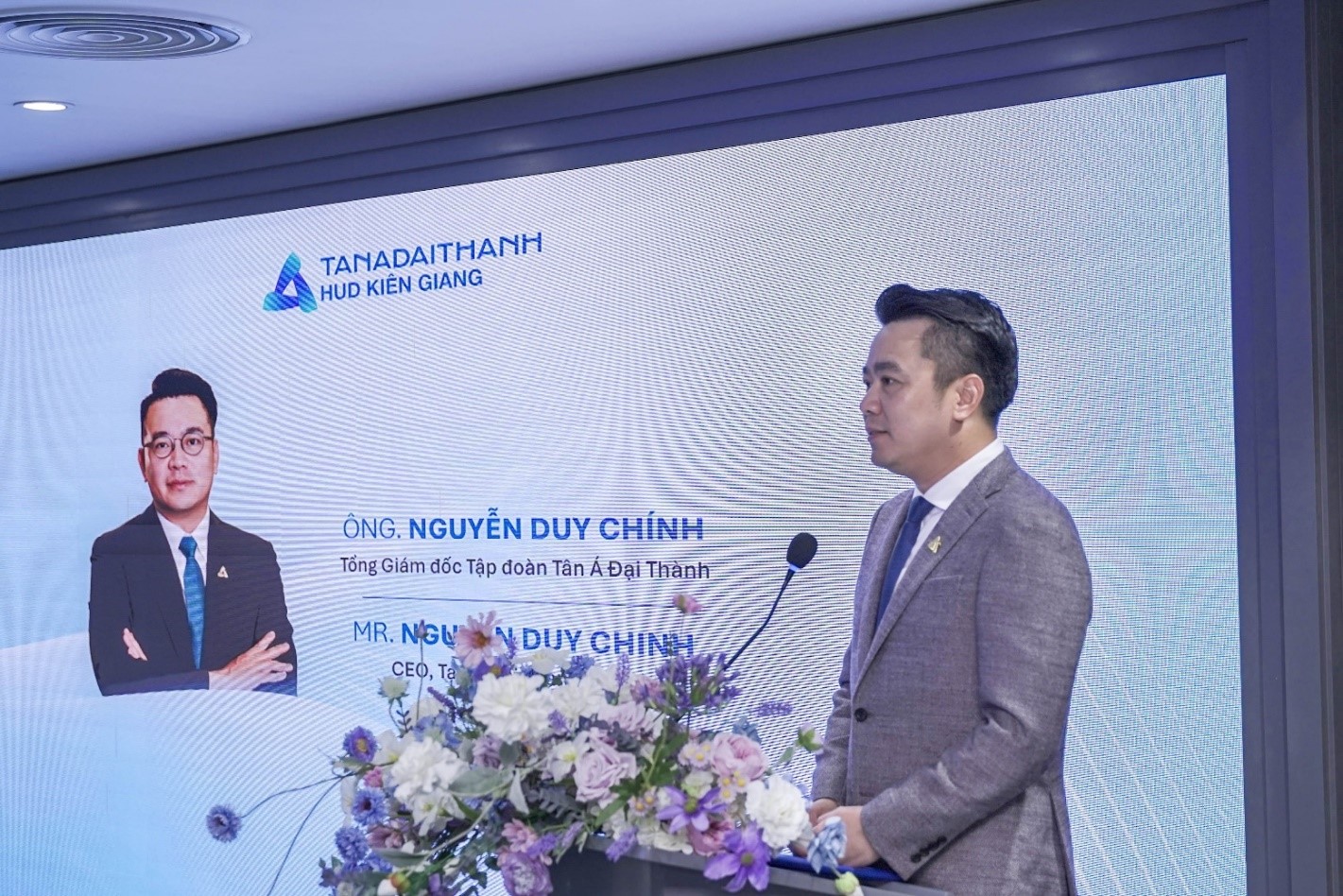 Ông Nguyễn Duy Chính - Tổng giám đốc Tập đoàn Tân Á Đại Thành phát biểu tại lễ ký kết. Ảnh: Tập đoàn Tân Á Đại Thành.