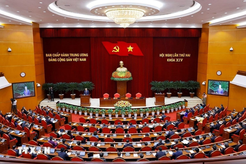 Hội nghị lần thứ hai Ban Chấp hành Trung ương Đảng khóa XIV là hội nghị “đặt nền móng vận hành cho cả nhiệm kỳ”. Ảnh: TTXVN