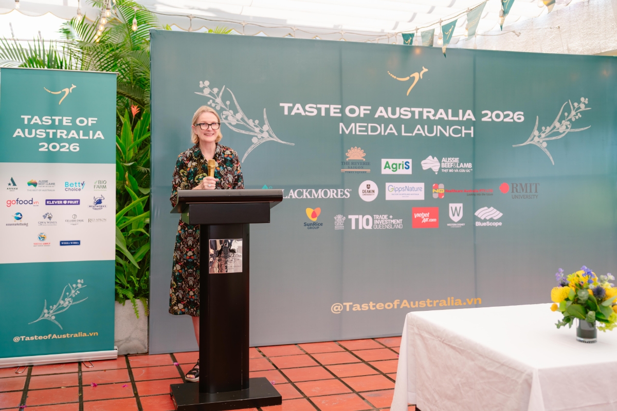 Bà Sarah Hooper, Tổng Lãnh sự Australia tại TP. Hồ Chí Minh, chia sẻ tại sự kiện. Ảnh: Tổng Lãnh sự quán Australia tại TP. Hồ Chí Minh.