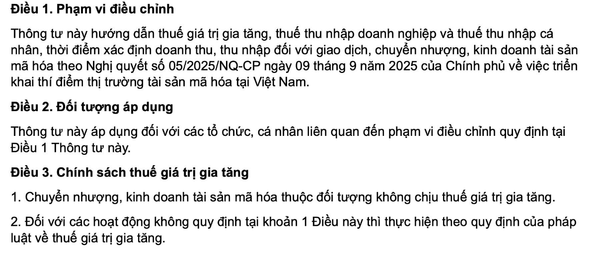 Nội dung tại&nbsp;Thông tư 32 hướng dẫn thực hiện thuế giá trị gia tăng (VAT), thuế thu nhập doanh nghiệp và thuế thu nhập cá nhân &nbsp;đối với các giao dịch, chuyển nhượng, kinh doanh tài sản mã hóa.