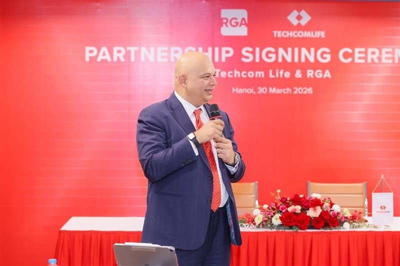Ông Sainthan Satyamoorthy - Giám đốc Điều hành khu vực Đông Nam Á – RGA đánh giá cao vai trò hợp tác chiến lược đối với thị trường Việt Nam nói riêng và khu vực nói chung. Ảnh: Techcom Life.