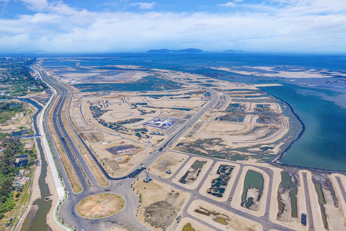 Siêu đô thị Vinhomes Green Paradise Cần Giờ (TP.HCM) sau gần 1 năm khởi công, minh chứng cho năng lực thi công thần tốc của Vinhomes. Ảnh:&nbsp;Vinhomes.