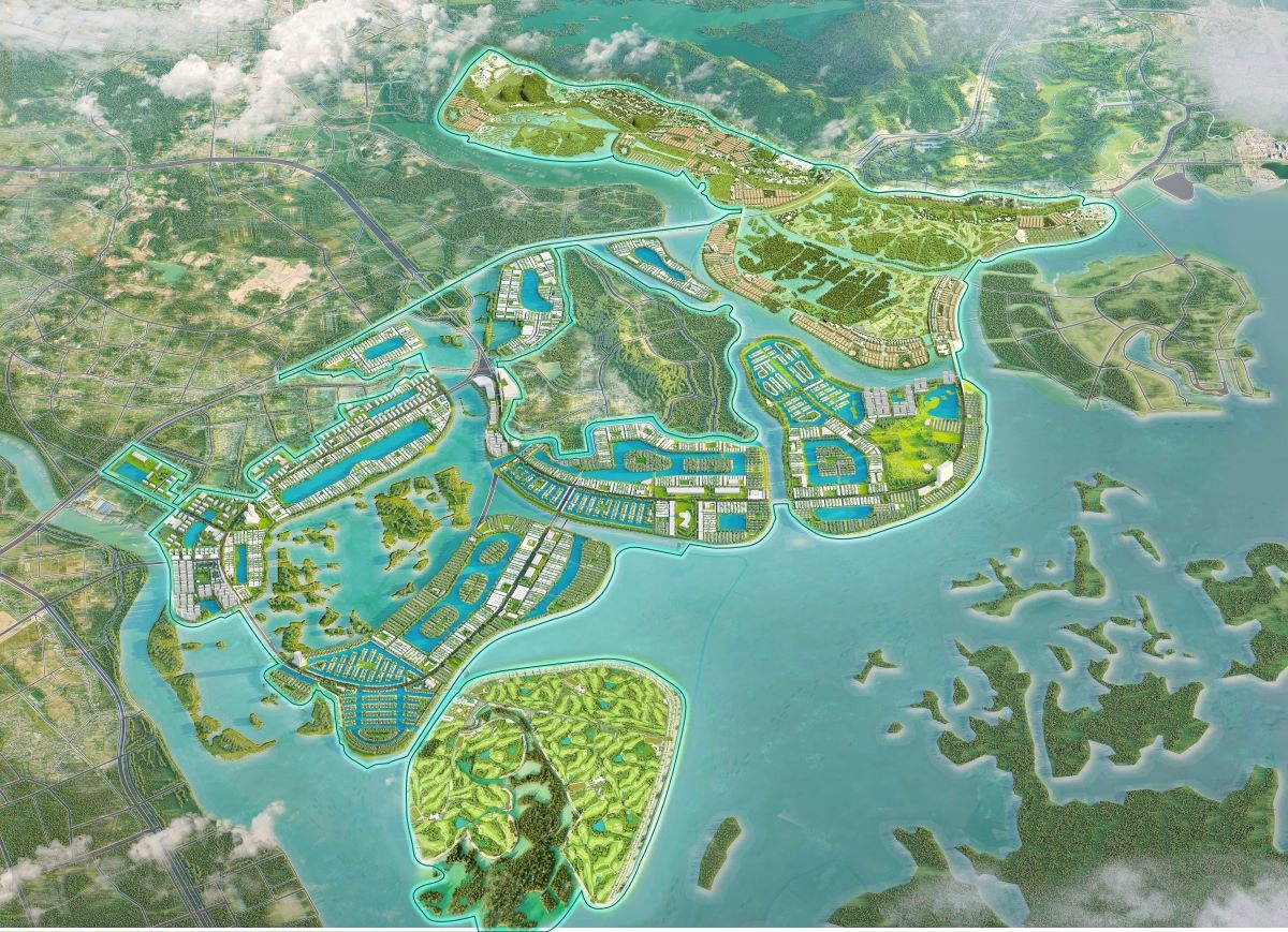 Vinhomes Global Gate Hạ Long được quy hoạch là “thành phố kỳ quan kết nối toàn cầu bên vịnh di sản quốc tế”, có khả năng kết nối với Thủ đô chỉ trong 23 phút thông qua đường sắt cao tốc Hà Nội - Quảng Ninh. Ảnh:&nbsp;Vinhomes.