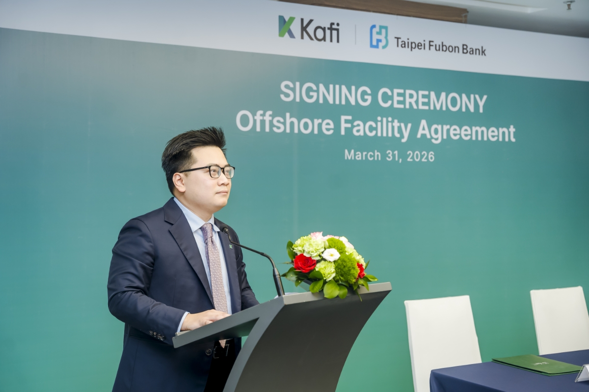 Ông Hồ Quốc Thảo – Giám đốc Thị trường Tài chính của Kafi phát biểu tại buổi lễ. Ảnh: Kafi.