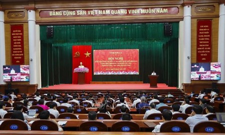 Quang cảnh Hội nghị tổng kết công tác bầu cử đại biểu Quốc hội khóa XVI và đại biểu HĐND các cấp nhiệm kỳ 2026–2031 tại tỉnh Sơn La. Ảnh: TTXVN.