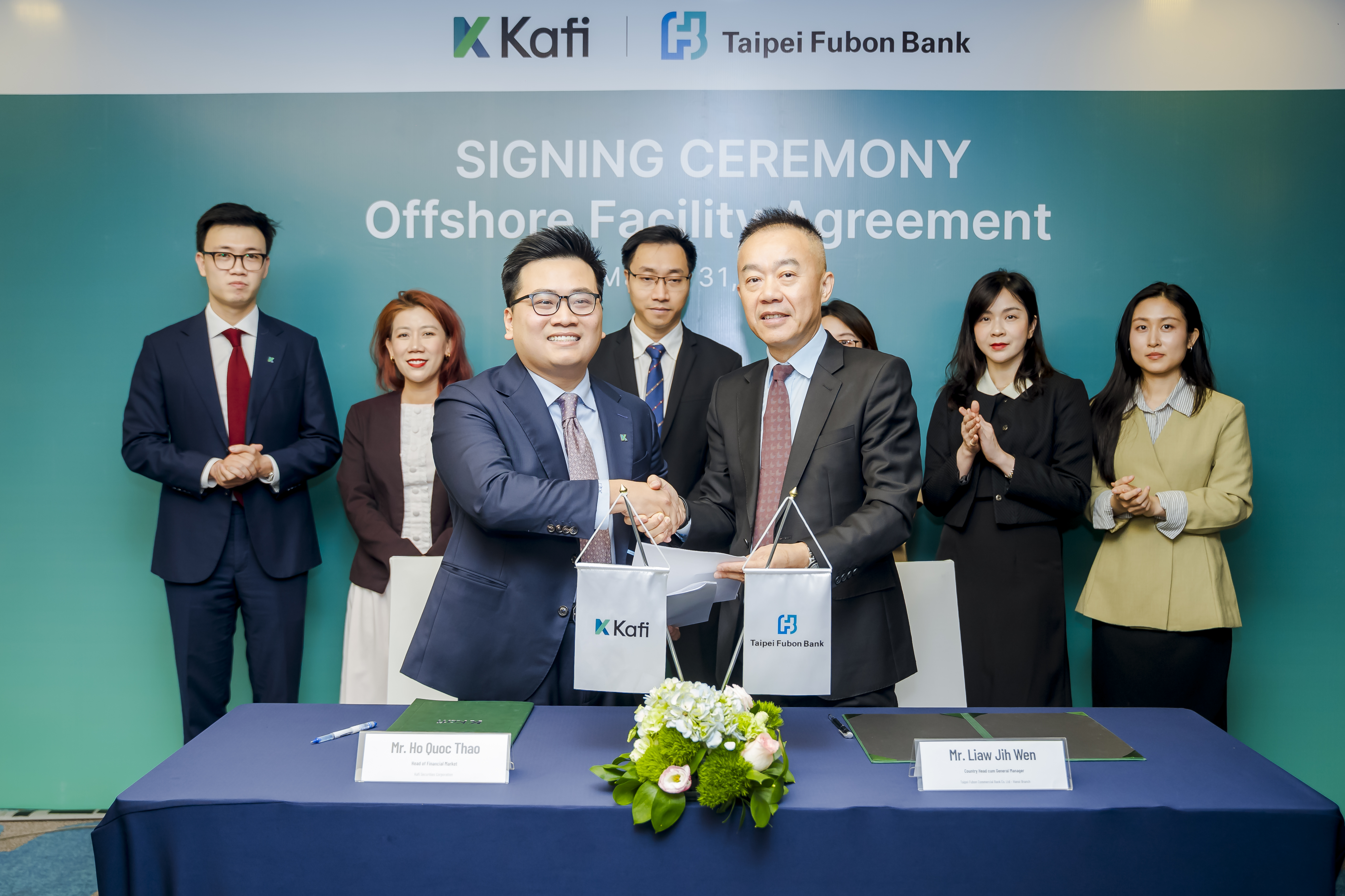 Buổi ký kết giữa Chứng khoán Kafi và Ngân hàng Taipei Fubon. Ảnh: Kafi.