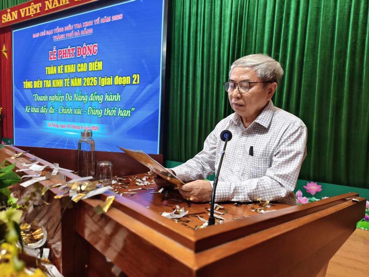 Ông Hà Ngọc Thống - Giám đốc Công ty Kiến trúc & Thương mại Á Châu đại diện cho các doanh nghiệp có mặt tại lễ phát động phát biểu. - Ảnh: Quang Hiếu