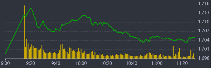 Diễn biến VN-Index sáng nay.