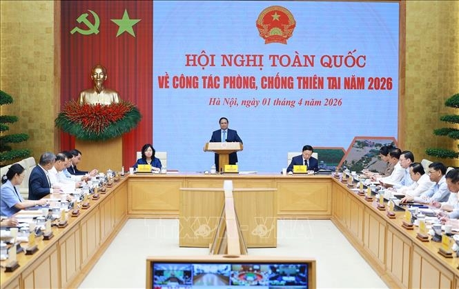Thủ tướng Phạm Minh Chính chủ trì Hội nghị toàn quốc về công tác phòng, chống thiên tai năm 2026. Ảnh: TTXVN