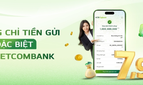 Vietcombank tiếp tục phát hành Chứng chỉ tiền gửi trực tuyến với lãi suất lên đến 7,9%/năm