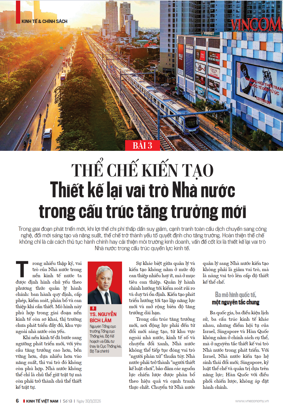 [Bài 3] Thể chế kiến tạo: Thiết kế lại vai trò Nhà nước trong cấu trúc tăng trưởng mới   - Ảnh 1