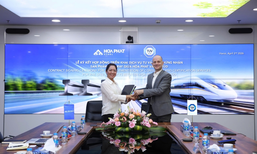 Hòa Phát hợp tác với TÜV SÜD về kiểm định và chứng nhận chất lượng ray đường sắt theo tiêu chuẩn quốc tế