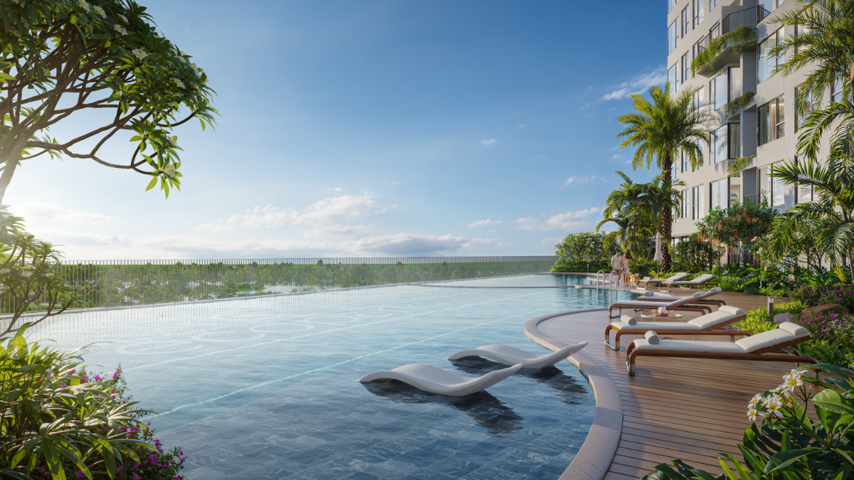 Bể bơi công nghệ điện phân muối tại Forest Onsen.