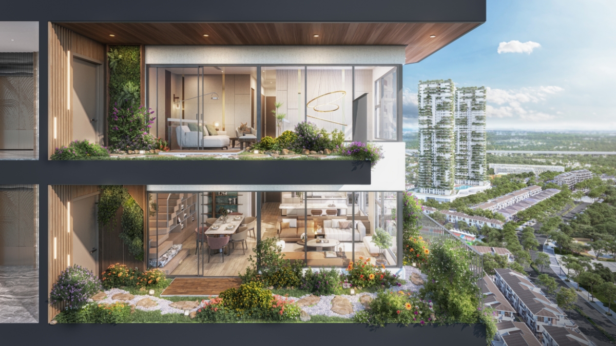 Căn hộ chăm sóc sức khỏe Forest Onsen có sân vườn trước khi bước vào nhà.