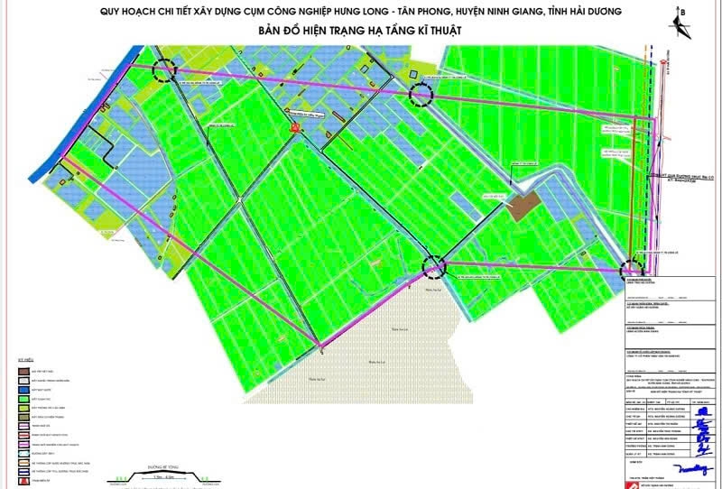 Bản đồ quy hoạch CCN Hưng Long - Tân Phong tại xã Hồng Châu quy mô sử dụng 75ha đất.