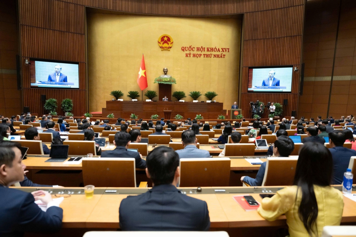 Tổng Bí thư Tô Lâm phát biểu tại Phiên khai mạc Kỳ họp thứ Nhất, Quốc hội khóa XVI. Ảnh: Quốc hội.