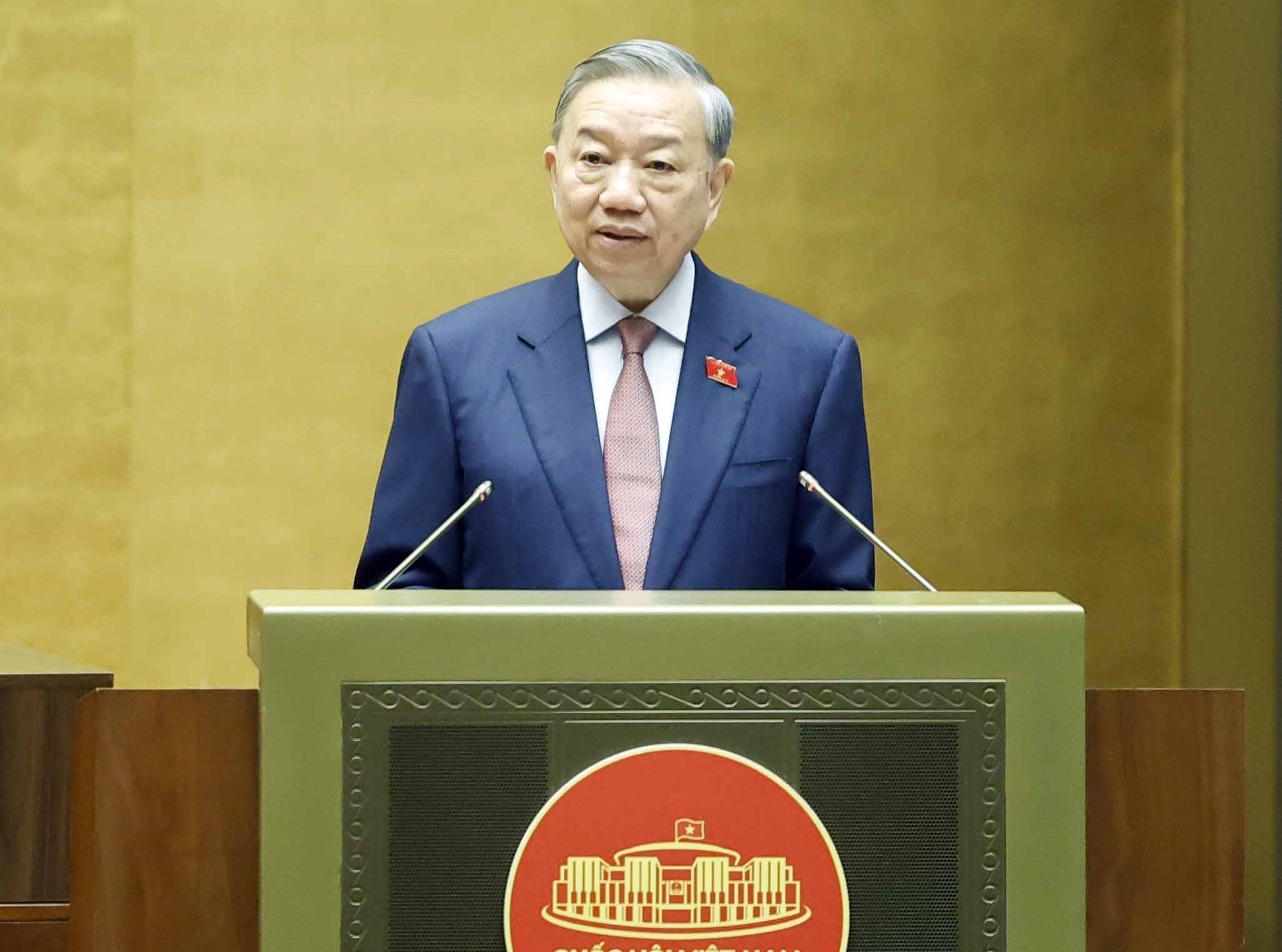 Tổng Bí thư Tô Lâm phát biểu tại phiên khai mạc - Ảnh TTXVN 