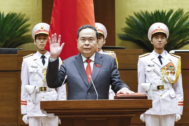 Chủ tịch Quốc hội khóa XVI Trần Thanh Mẫn tuyên thệ nhậm chức - Ảnh: TTXVN