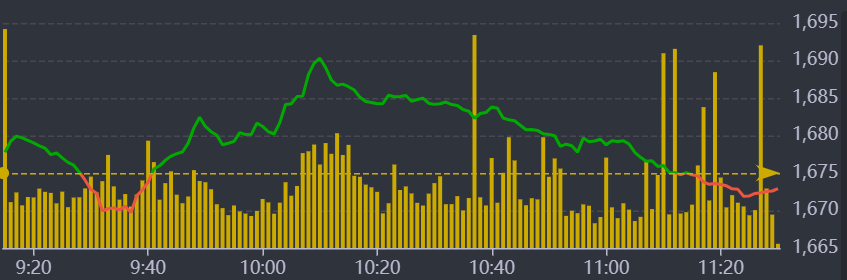 Diễn biến VN-Index sáng nay.