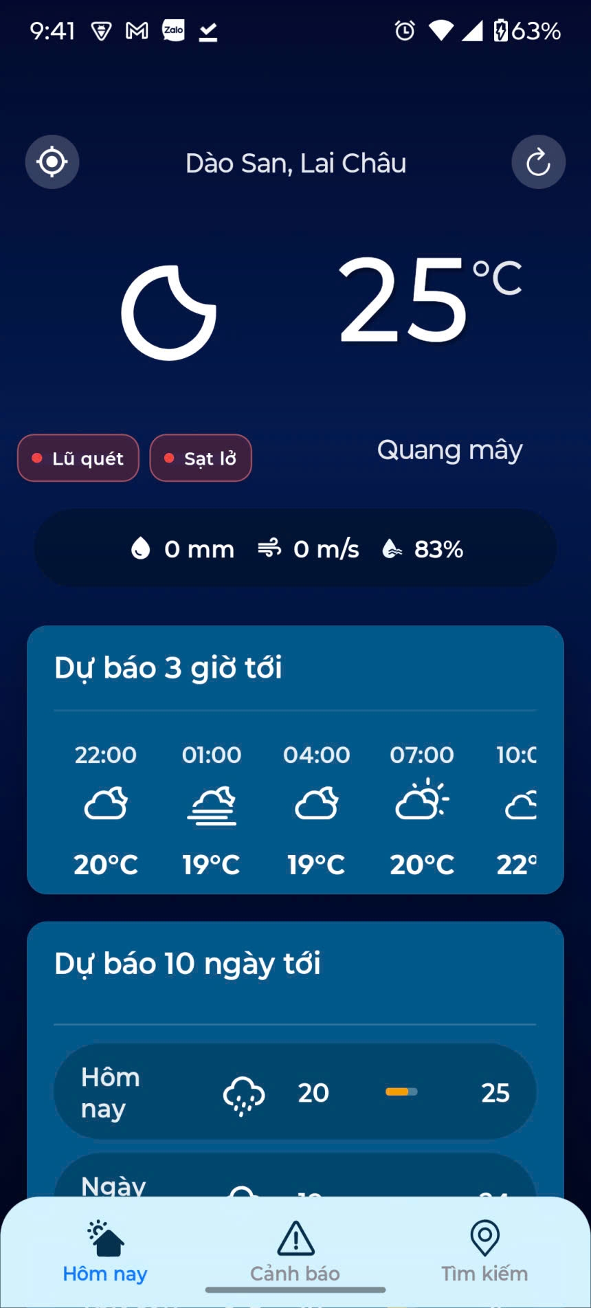 Người dùng ở bất kỳ địa điểm nào trên lãnh thổ Việt Nam đều nhận được thông tin thời tiết phù hợp với vị trí thực của mình với tần suất 10 phút và&nbsp;tầm&nbsp;dự báo tới 10 ngày