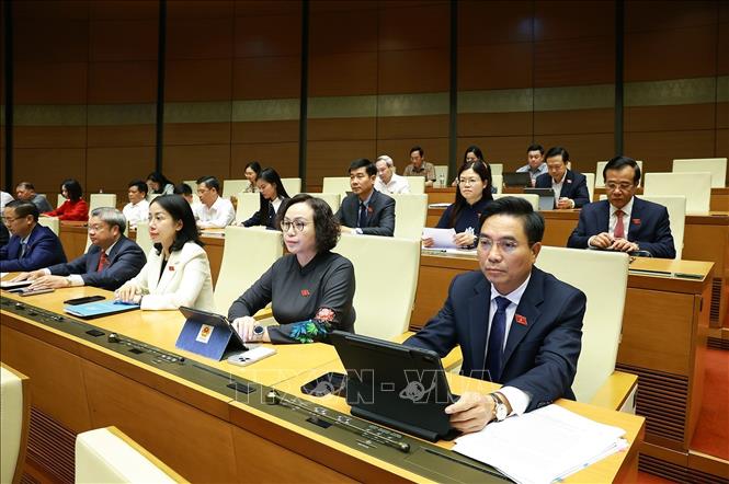 Các đại biểu  Quốc hội tham dự phiên họp toàn thể tại hội trường. Ảnh: TTXVN